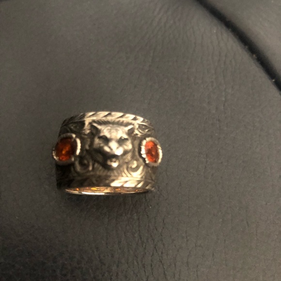 Gucci tiger head sterling sliver ring with stone - Picture 5 of 9
